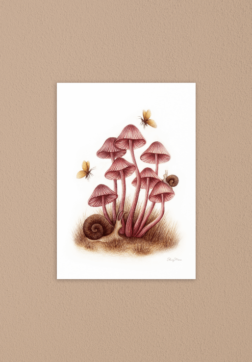 Stacey Maree Snail Mushrooms Print